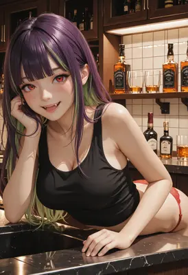 Vampire Girl Relaxing at the Bar