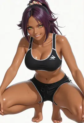 Sweaty Athletic Girl in Sports Gear