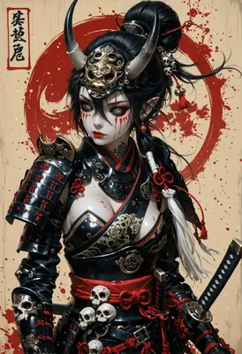 Oni Samurai Warrior in Crimson Armor