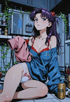 Misato Katsuragi Resting in the Kitchen
