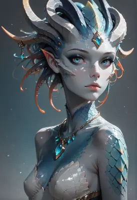 Ethereal Dragon Princess with Sapphire Scales