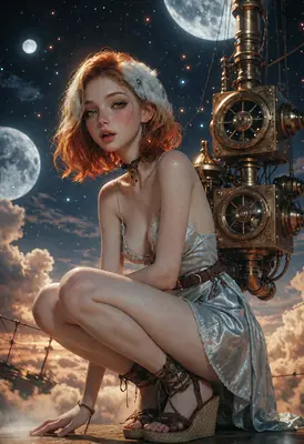 Steampunk Dreamer Under Starlit Moons