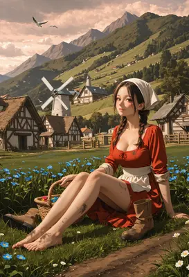 Maiden Resting in a Swiss Valley