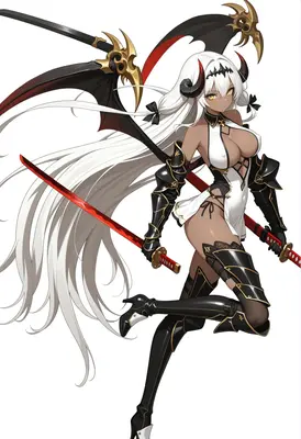 Demon Warrior with Scythe and Blades