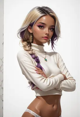 Stylish Girl with Braided Purple Hair