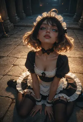 Gothic Maid in Ancient Ruins