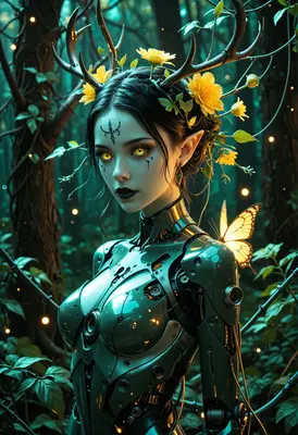 Ethereal Forest Android with Antlers