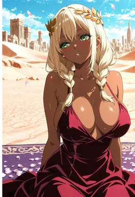 Desert Goddess in a Crimson Gown