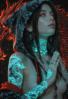 Glowing Dragon Priestess in Prayer
