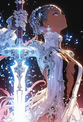 Radiant Knight with Glowing Crystal Blade