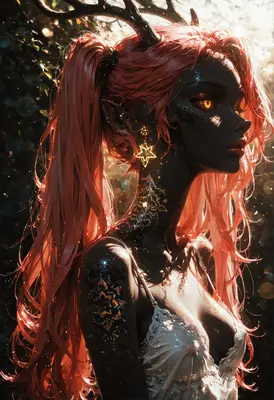Ethereal Dark Elf with Antlers