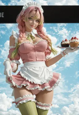 Sweet Maid Serving Strawberry Cupcakes