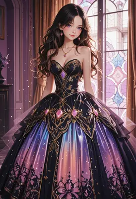 Elegant Princess in Starlit Gown