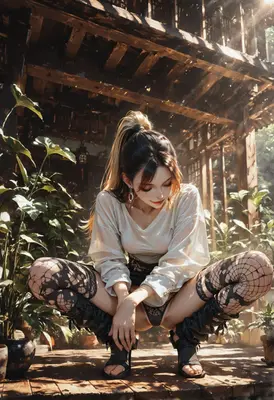 Serene Beauty in a Sunlit Garden