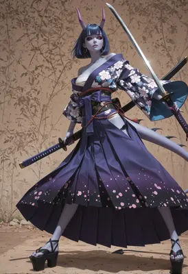 Oni Warrior With Dual Katanas