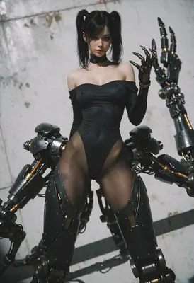Cybernetic Dual Ponytail Android Warrior