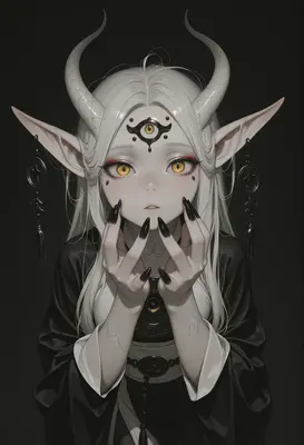 Mystical Demon Maiden with Golden Eyes