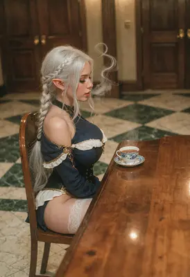 Elf Noble Enjoying Morning Tea