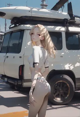 Summer Road Trip Blonde Girl