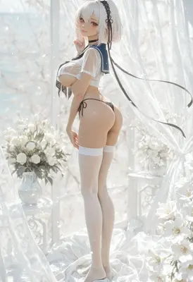 Ethereal Beauty in White Floral Setting