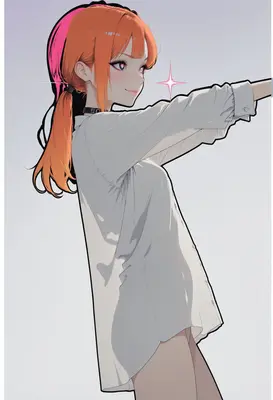 Anime Girl with Vibrant Orange Hair