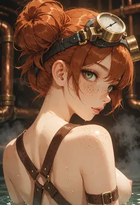 Steampunk Engineer Taking a Steam Bath