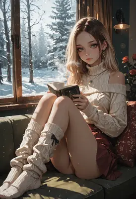 Cozy Winter Reading by the Window