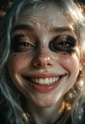 Radiant Smile with Smudged Makeup