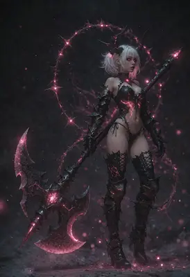 Demon Warrior with Glowing Dark Axe