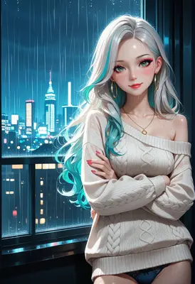 Rainy Night City View Portrait