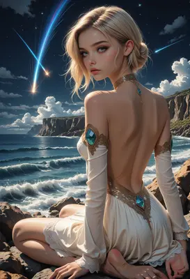 Starlight Maiden by the Azure Sea