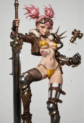 Steampunk Warrior with Giant Blade
