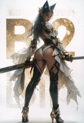 Ethereal Catgirl Warrior with Katana