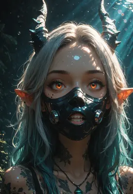 Cybernetic Demon Elf in Underwater Light