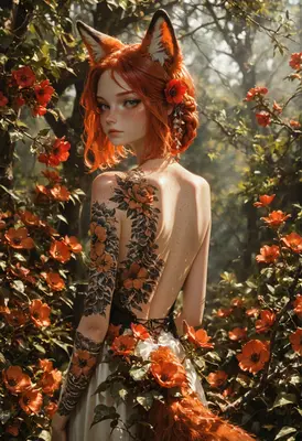 Fox Spirit Among The Wildflowers