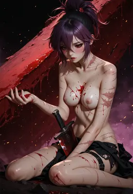 Scarred Warrior Resting After Battle