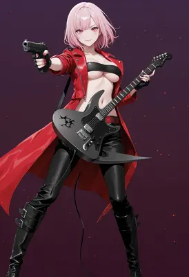 Rockstar Assassin With Electric Guitar