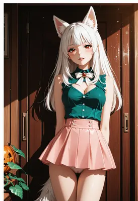 Charming Fox Girl at the Door