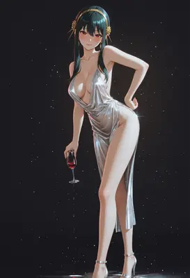 Yor Forger in a Sparkling Silver Dress