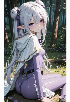Elf Maiden Resting in Enchanted Woods