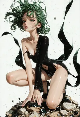 Tatsumaki Crouching Amidst Floating Debris