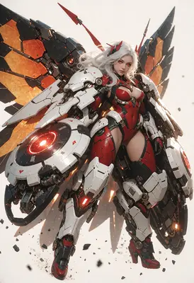 Armored Valkyrie with Mechanical Wings