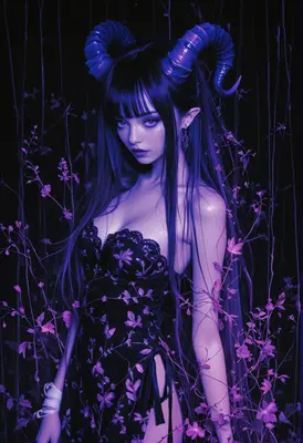 Ethereal Demon Queen in Midnight Garden