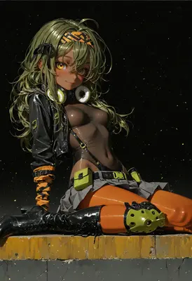 Cyberpunk Girl with Green Hair