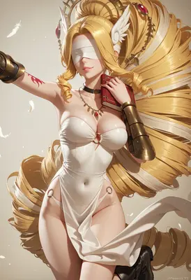 Blindfolded Goddess with Golden Hair