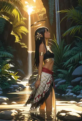 Divine Angel by the Hidden Waterfall