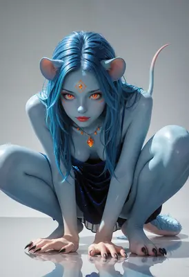 Crouching Blue Fantasy Creature