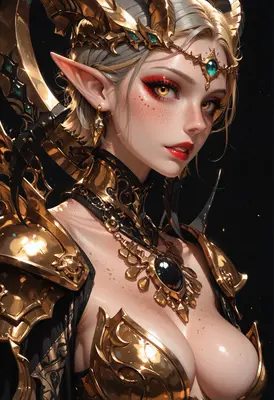 Gilded Elf Queen in Ornamental Armor