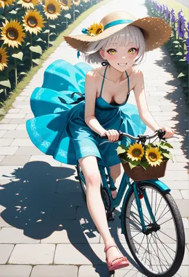 Summer Bike Ride Through Sunflowers