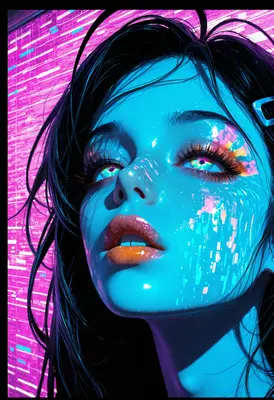 Neon Glitch Cyberpunk Portrait